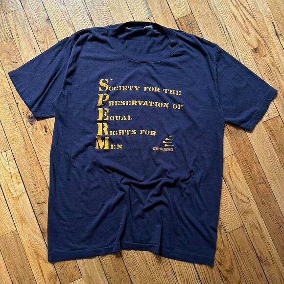 Vintage 70s Sperm Funny Men’s Rights Graphic Tee Shirt - Picture 2 of 7